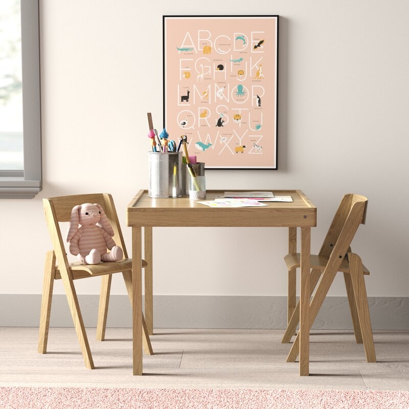 Aghacully Kids 3 Piece Square Writing Table and Chair Set - Image 2