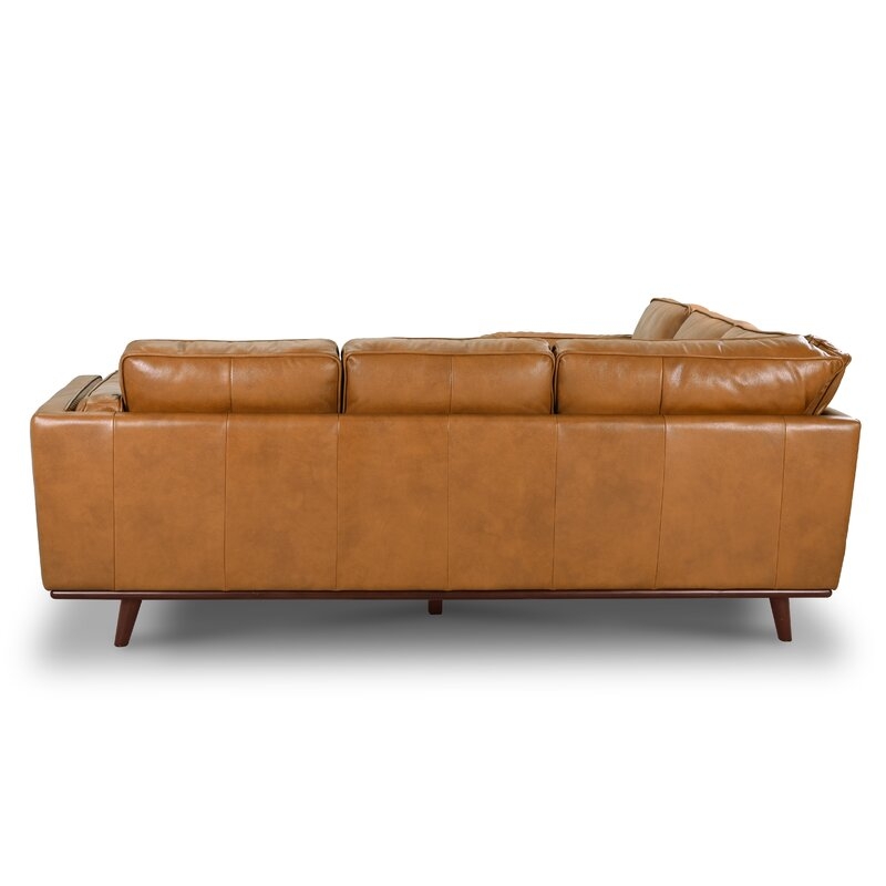 Comerford 90" Wide Genuine Leather Symmetrical Corner Sectional - Image 1