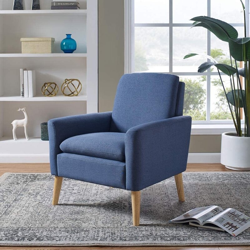 Desai Armchair-Blue Linen Blend - Image 1
