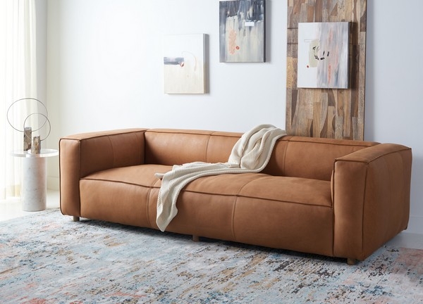 Grover Leather Sofa - Camel - Arlo Home - Image 1