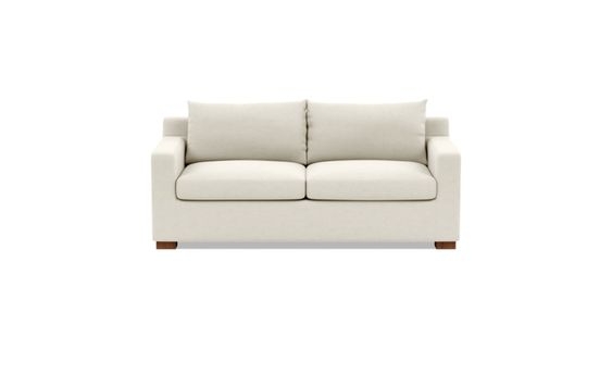 Sloan Sleeper Sofa with White Chalk Fabric, down cushions, and Natural Oak legs - Image 0