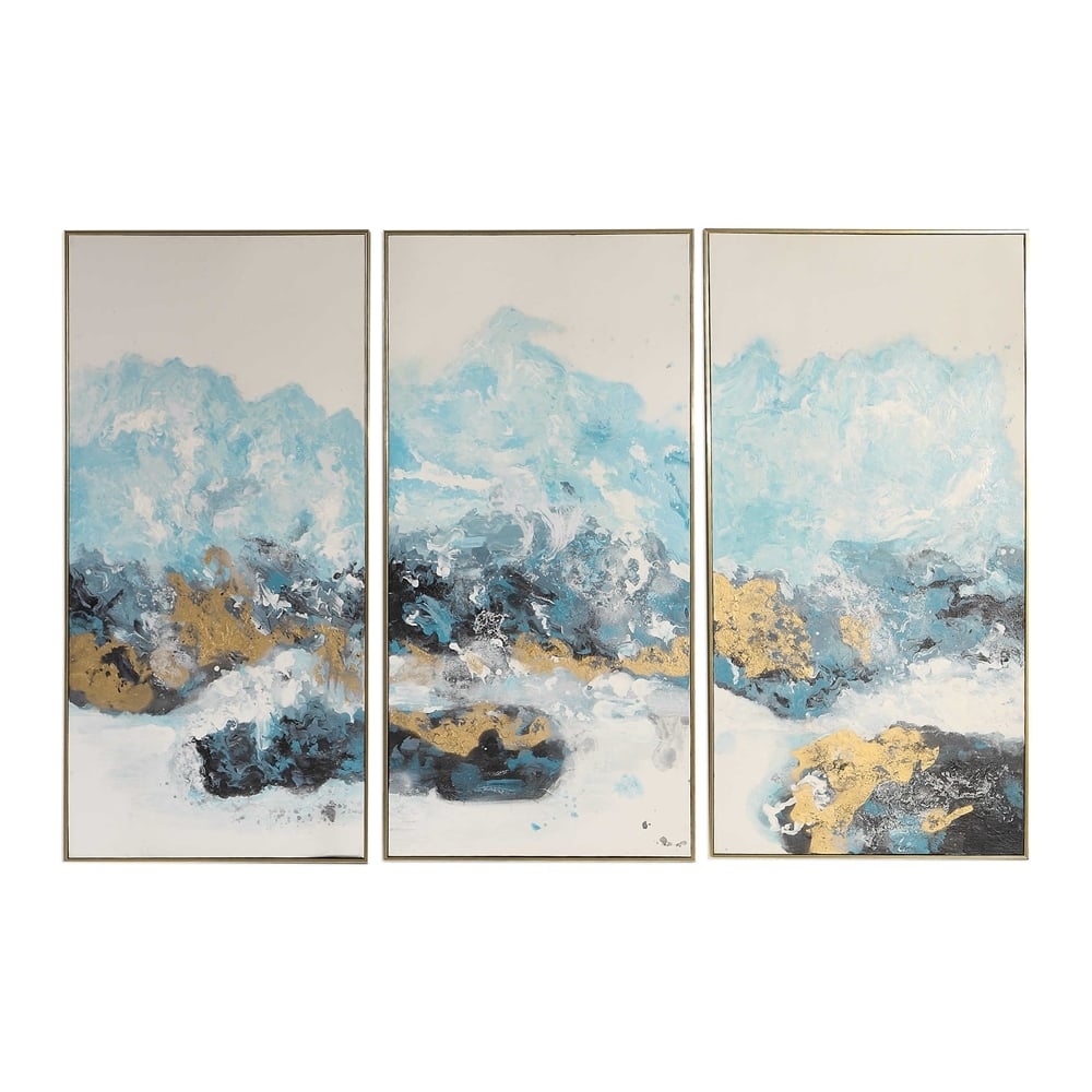 Crashing Waves, Hand Painted Canvas, Set of 3 - Image 0