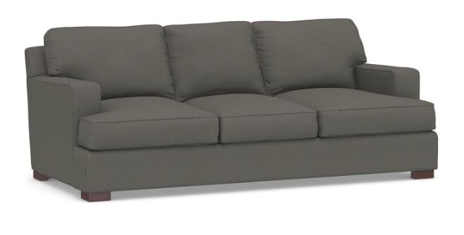 Townsend Square Arm Upholstered Sofa 86", Polyester Wrapped Cushions, Sunbrella(R) Performance Boss Herringbone Charcoal - Image 0