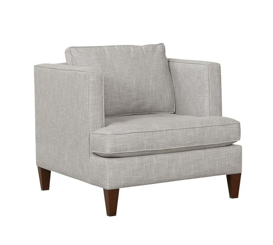 Harper Upholstered Armchair, Polyester Wrapped Cushions, Heathered Twill Stone - Image 0