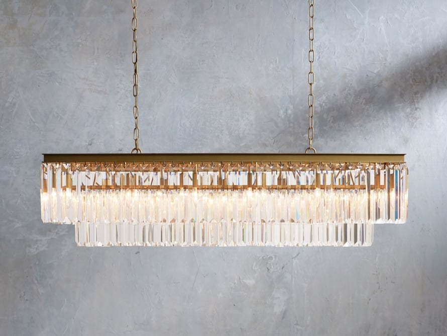 Leyland Tiered Rectangular Chandelier in Glass Brass - Image 0