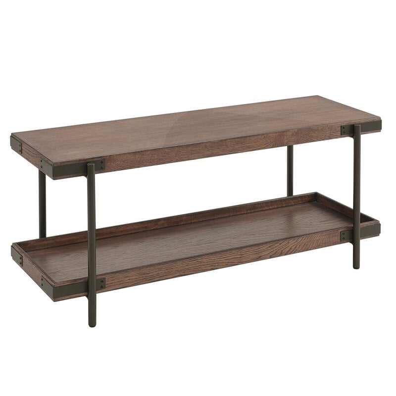 Aquino Wood Shelves Storage Bench - Image 0