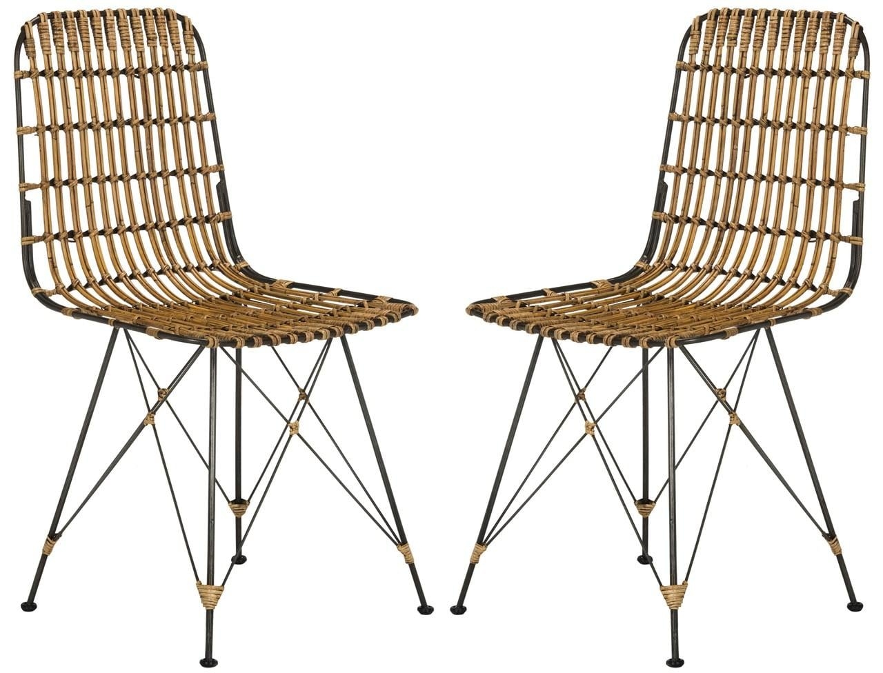 Minerva Wicker Dining Chair (Set of 2) - Natural Brown Wash - Safavieh - Image 0