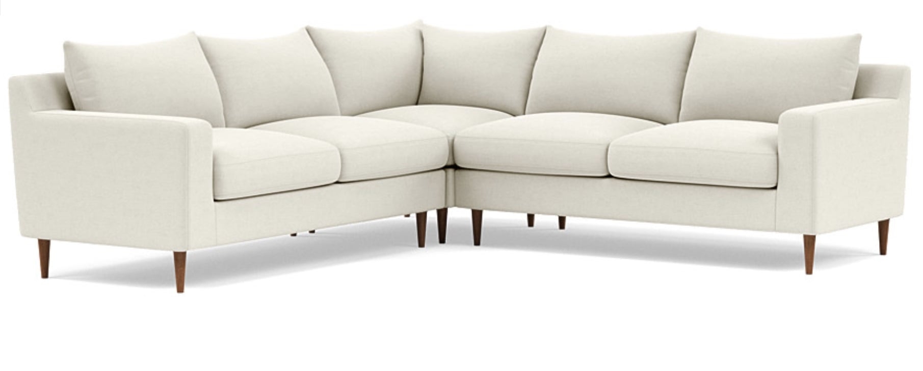 SLOAN Corner 4-Seat Sectional Sofa- Chalk Heathered Weave, Oiled Walnut, Standard (36”), 93”, 2 Cushions, Standard down blend - Image 0