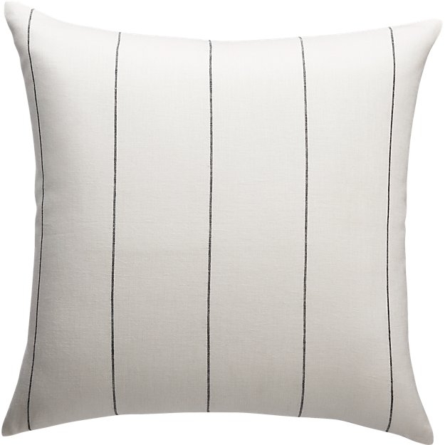 Pinstripe Linen Pillow, Down-Alternative Insert, White, 20" x 20" - Image 0