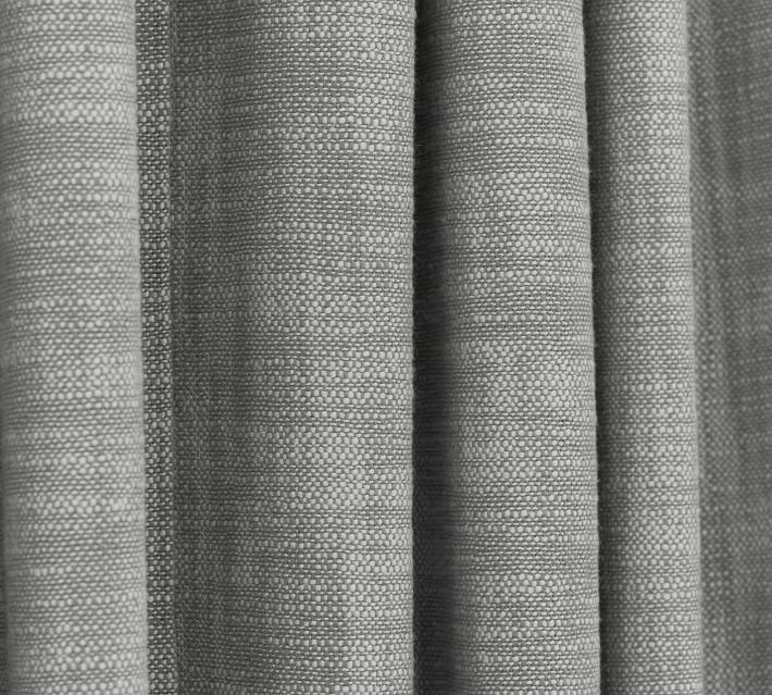 Seaton Textured Cotton Blackout Curtain, 96", Flagstone - Image 1