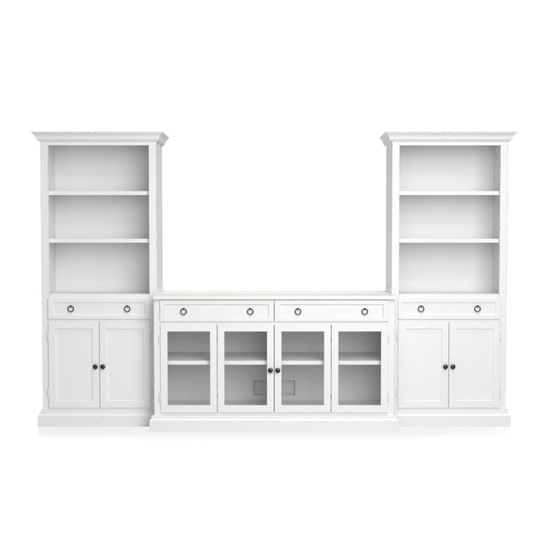 Cameo 3-Piece Modular White Glass Door Media Entertainment Center RESTOCK in mid August, 2025. - Image 1
