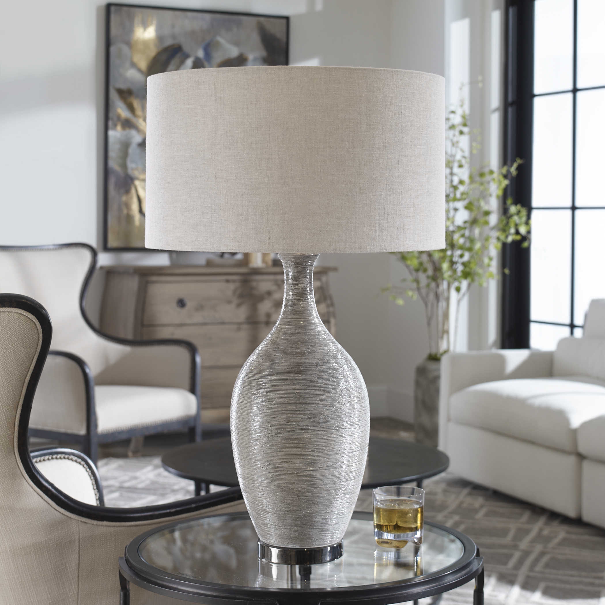 Dinah Gray Textured Table Lamp - Image 1