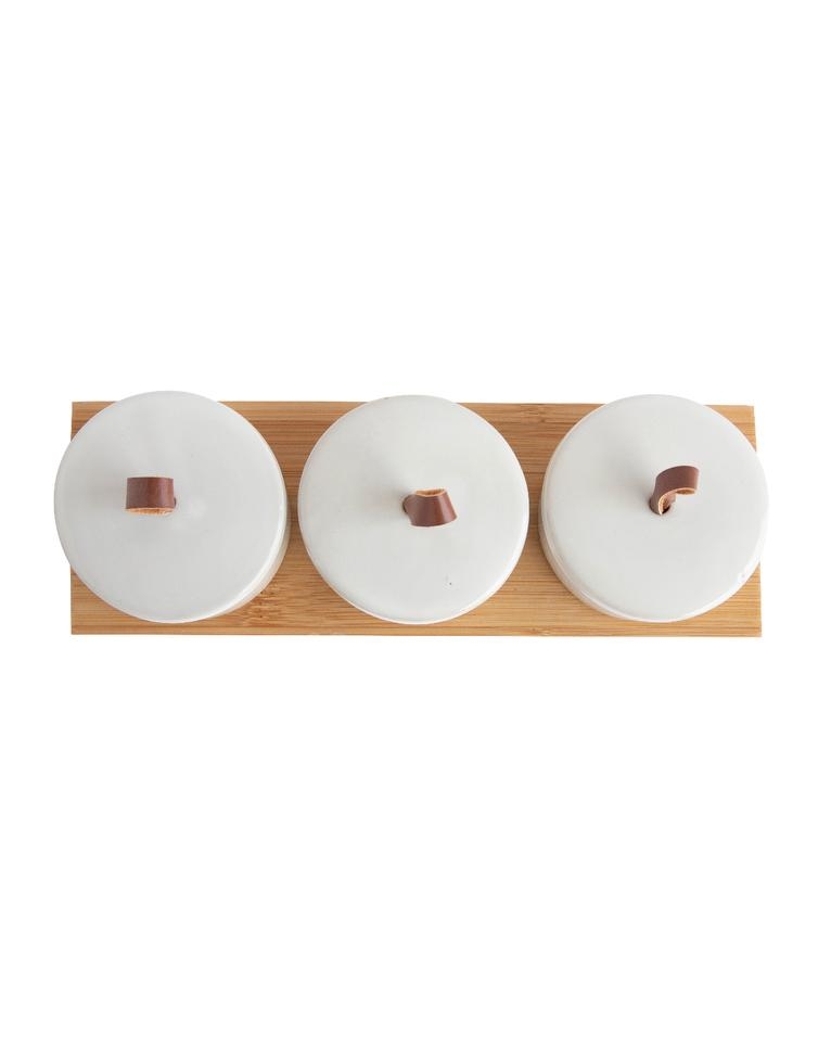 CANISTER SET WITH BAMBOO TRAY, WHITE - Image 2