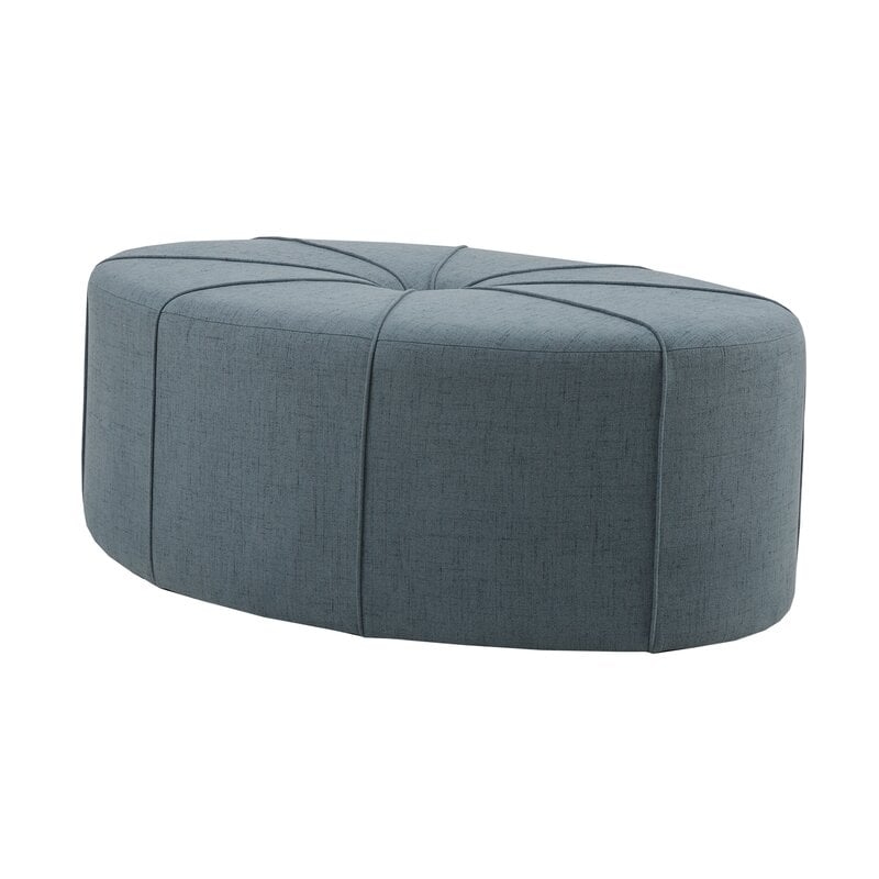 Telly Oval Tufted Cocktail Ottoman, Blue - Image 3