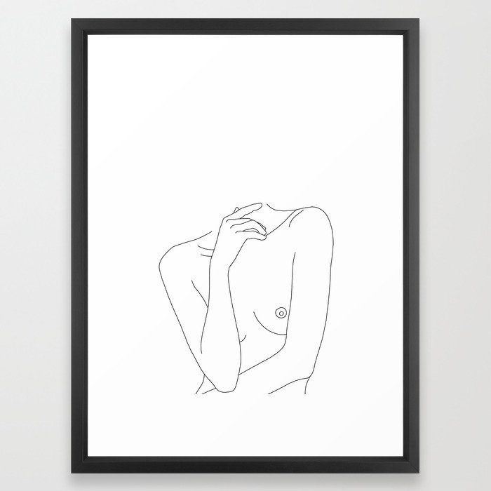 Woman's body line drawing - Cecily Framed Art Print - Image 0