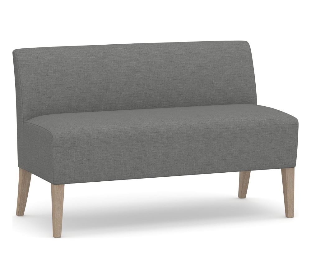 Modular Upholstered Banquette Corner, Seadrift Leg, Basketweave Slub Charcoal - Image 0