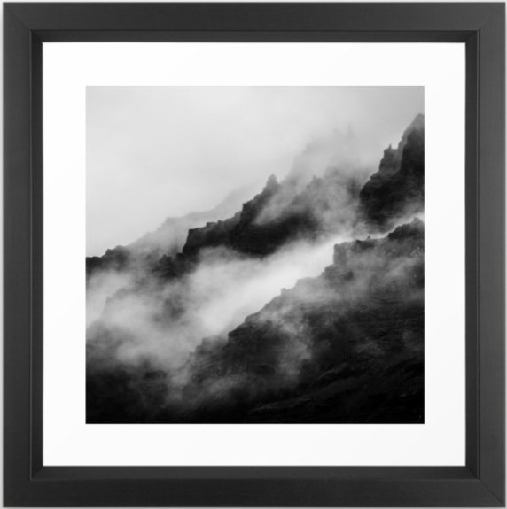 Foggy Mountains Black and White Framed Art Print - Image 0