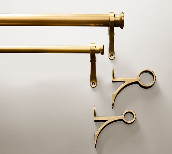 PB Standard Drape Rod &amp; Wall Bracket, 1.25" diam., XX-Large(108" - 144") , Brass Finish - Image 0
