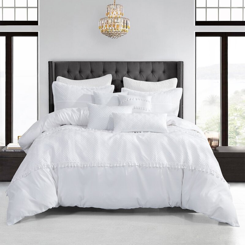 Oslo White Microfiber 7 Piece Comforter Set - Image 0