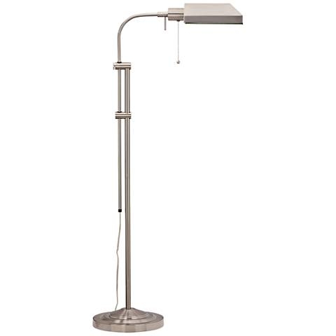 Brushed Steel Adjustable Pole Pharmacy Metal Floor Lamp - Image 0