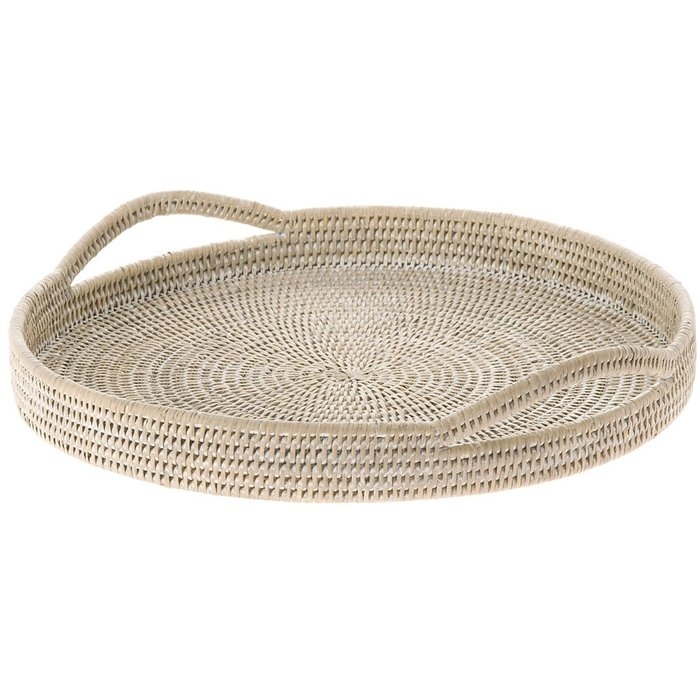 Telford Handwoven Round Serving Tray- White Wash - Image 0