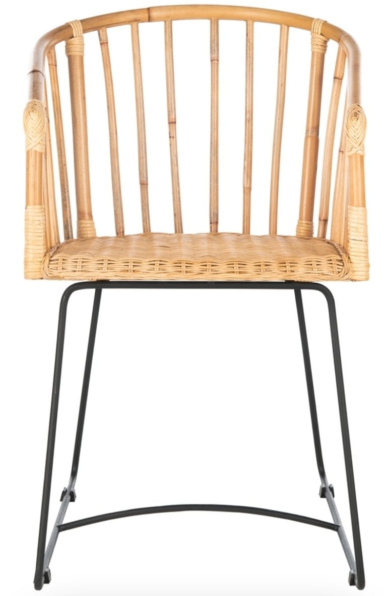 Siena Rattan Barrel Dining Chair - Natural/Black - Safavieh - Image 2