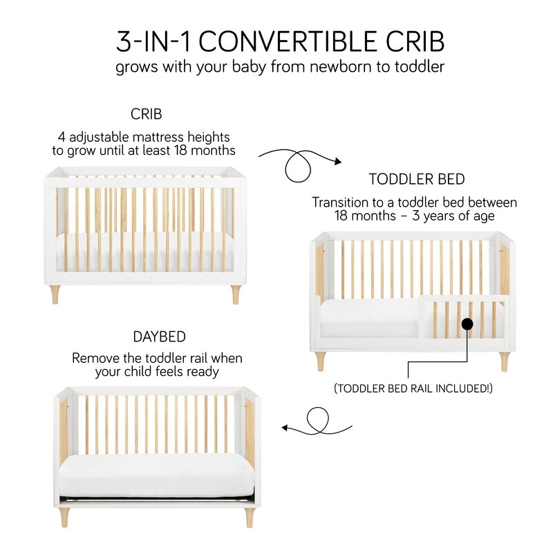 Lolly 3-in-1 Convertible Crib Color: Black/Washed Natural - Image 2