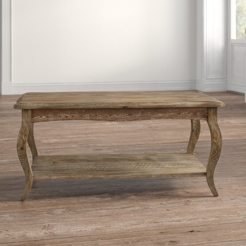 Francoise Solid Wood Coffee Table with Storage - Image 1