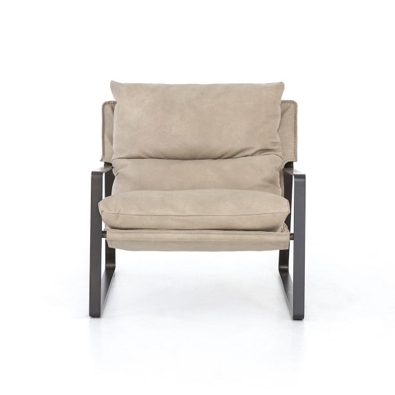Dakota Sling Chair, Leather, Natural, Gun Metal - Image 0