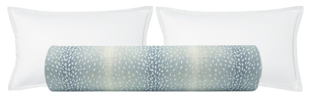 Antelope Linen Print // Spa Blue Queen Bolster Pillow - Image 2