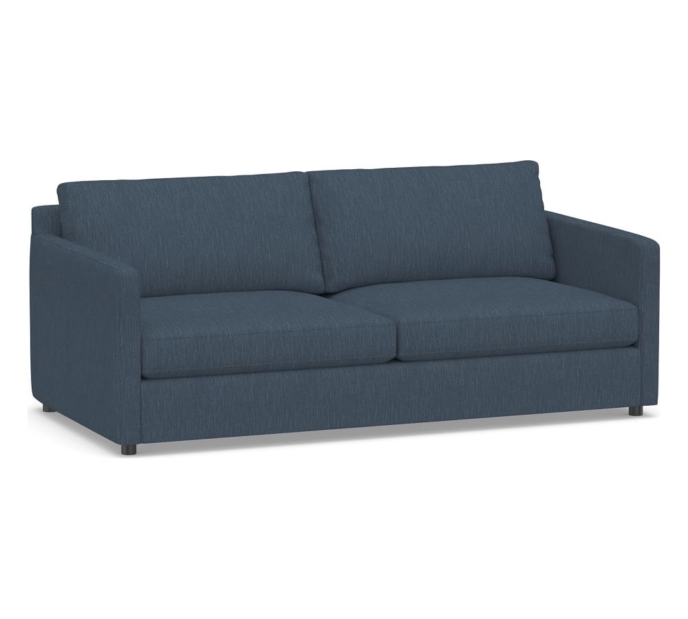Pacifica Square Arm Upholstered Sofa 79.5", Polyester Wrapped Cushions, Performance Heathered Tweed Indigo - Image 0