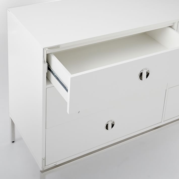 Malone Campaign Storage 6-Drawer Dresser, White Lacquer - Image 6