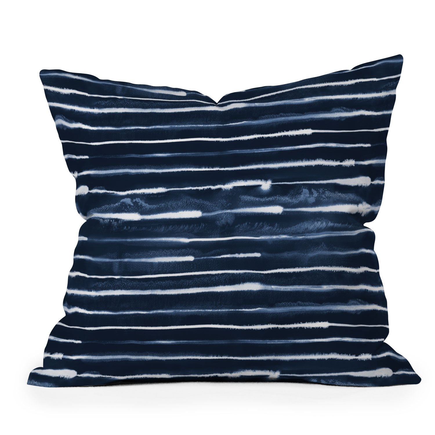 NAVY INK STRIPES Throw Pillow 18" with insert - Image 0