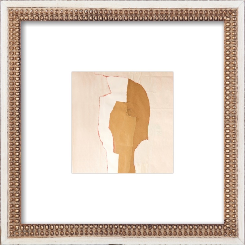 Abstract Head by Boriana Mihailovska - 8x8 - Distressed Cream Double Bead Wood Frame - Image 0