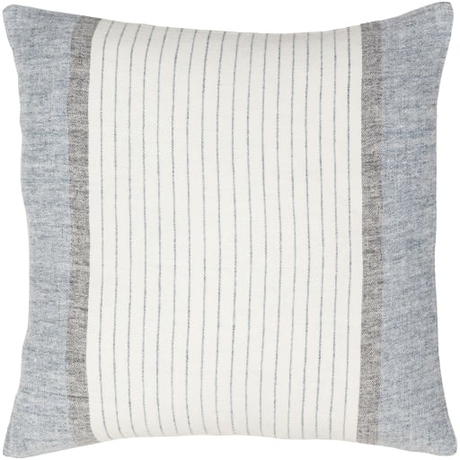 Linen Stripe Buttoned LNB-004 20"L x 20"W Polyester Filled Pillow - Image 0