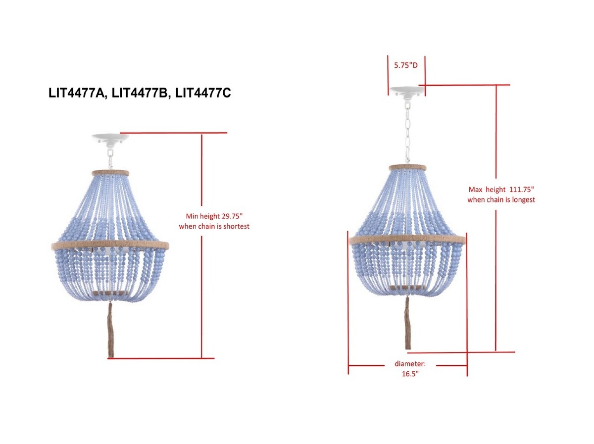 Lush Kristi Beads Pendant Lamp - Creme - Arlo Home - Image 3