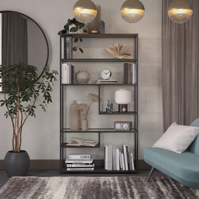 Lilyana 72'' H x 40'' W Steel Geometric Bookcase - Image 0