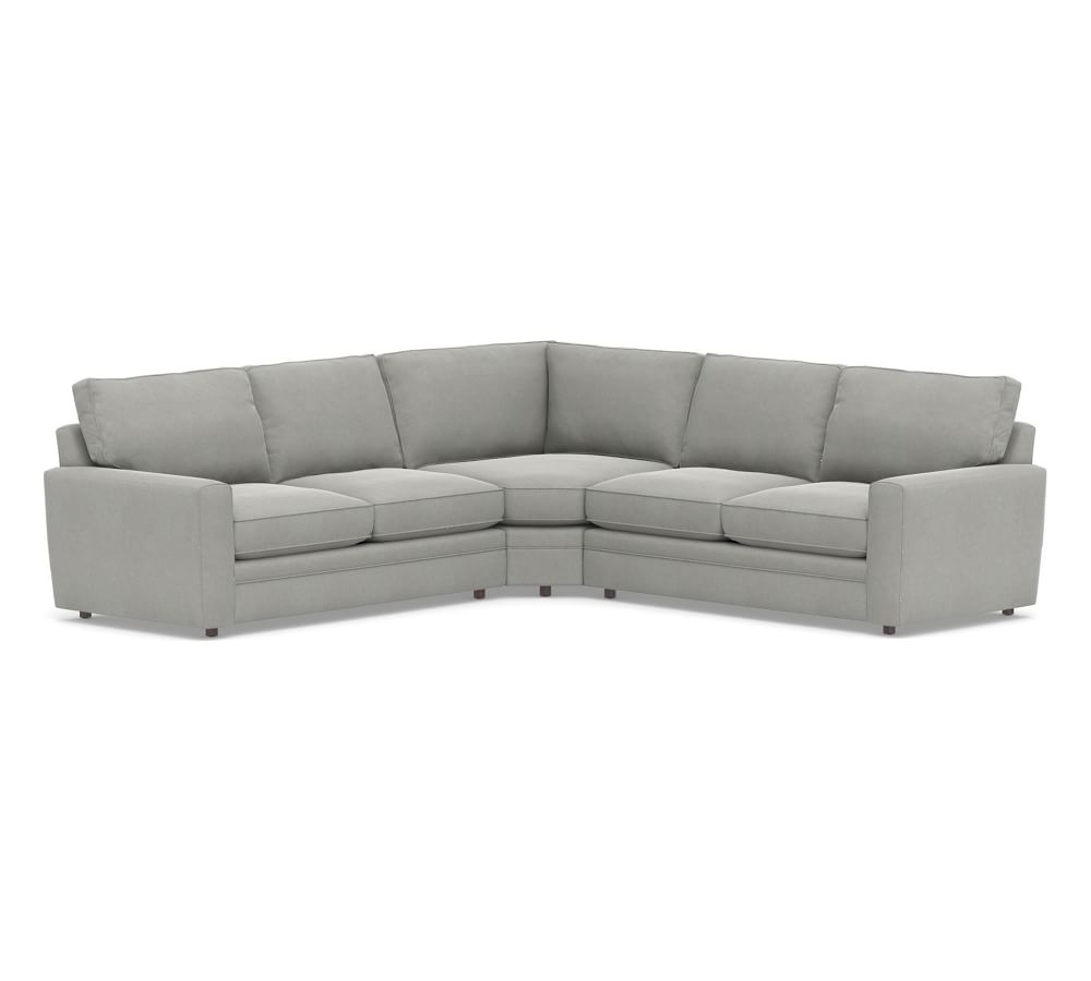 Pearce Square Arm Upholstered 3-Piece L-Shaped Wedge Sectional, Down Blend Wrapped Cushions, Performance Everydaysuede(TM) Metal Gray - Image 0