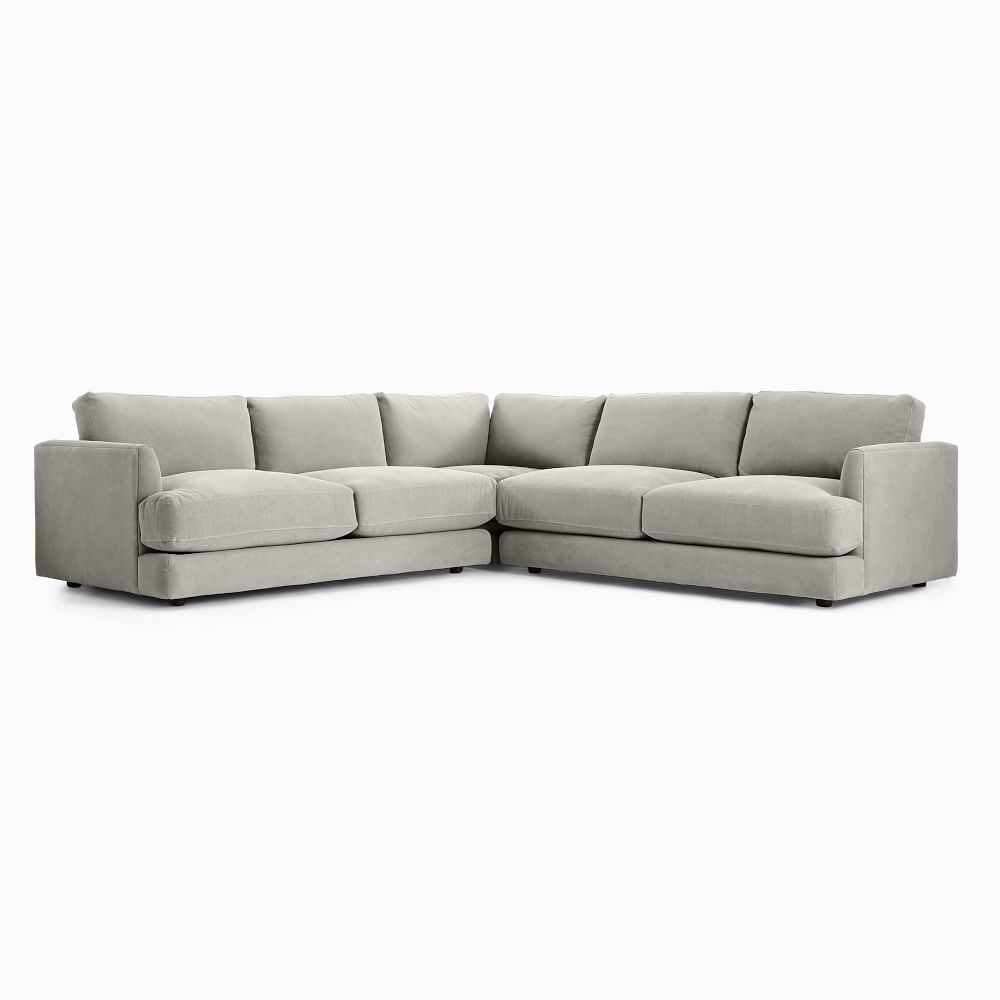 Haven Sectional Set 03: Left Arm Sofa, Corner, Right Arm Sofa, Poly, Performance Washed Canvas, Storm Gray, Concealed Supports - Image 1