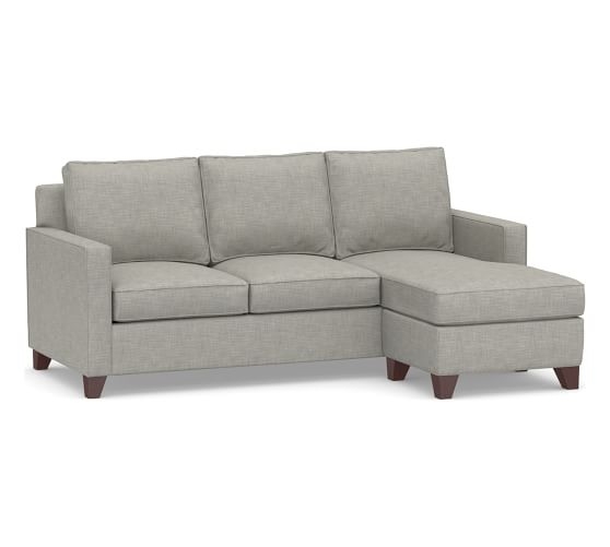Cameron Square Arm Upholstered Sleeper Sofa with Reversible Storage Chaise Sectional, Polyester Wrapped Cushions, Premium Performance Basketweave Light Gray - Image 0