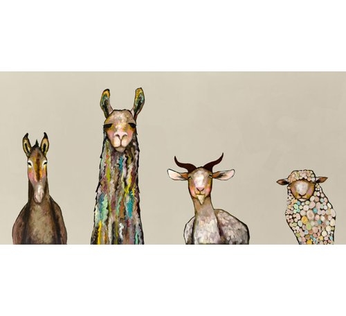 Donkey, Lllama, Goat, Sheep Acrylic Painting Print on Canvas - Image 0