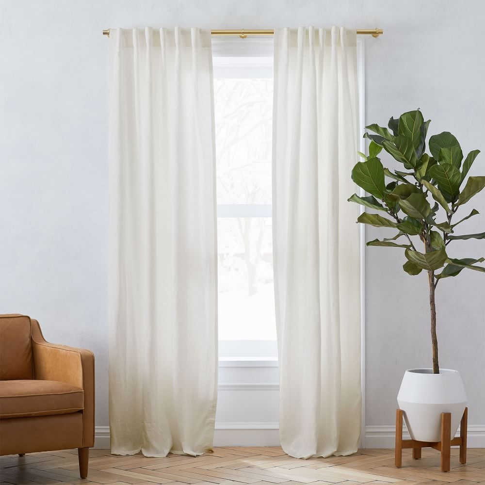 Belgian Flax Linen Curtain, Set of 2, Natural, 48"x96" - UNLINED - Image 0