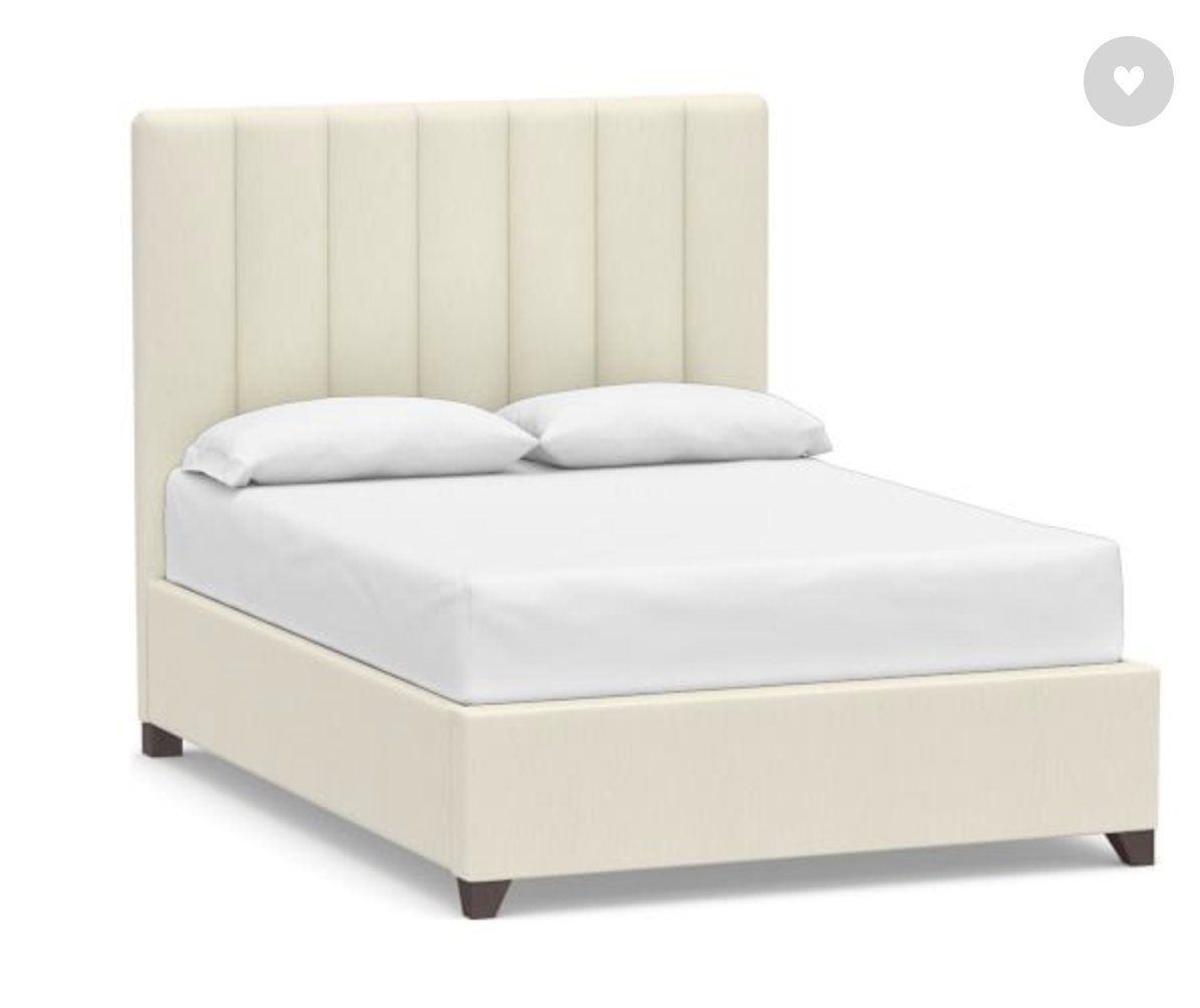 Kira Channel Tufted Upholstered Bed, California King, Premium Performance Basketweave Ivory - Image 0