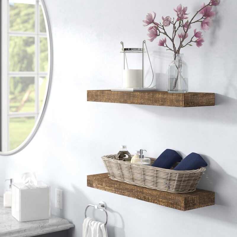 Evonne 2 Piece Solid Wood Pine Floating Shelf (Set of 2) - Image 1