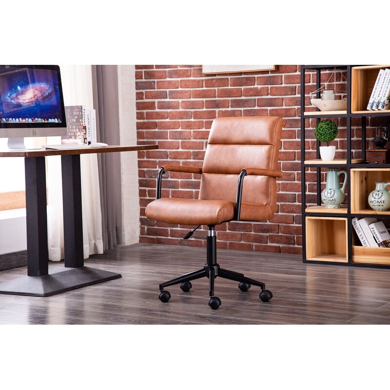 Stephanie Faux Leather Office Chair with Steel Base - Image 1