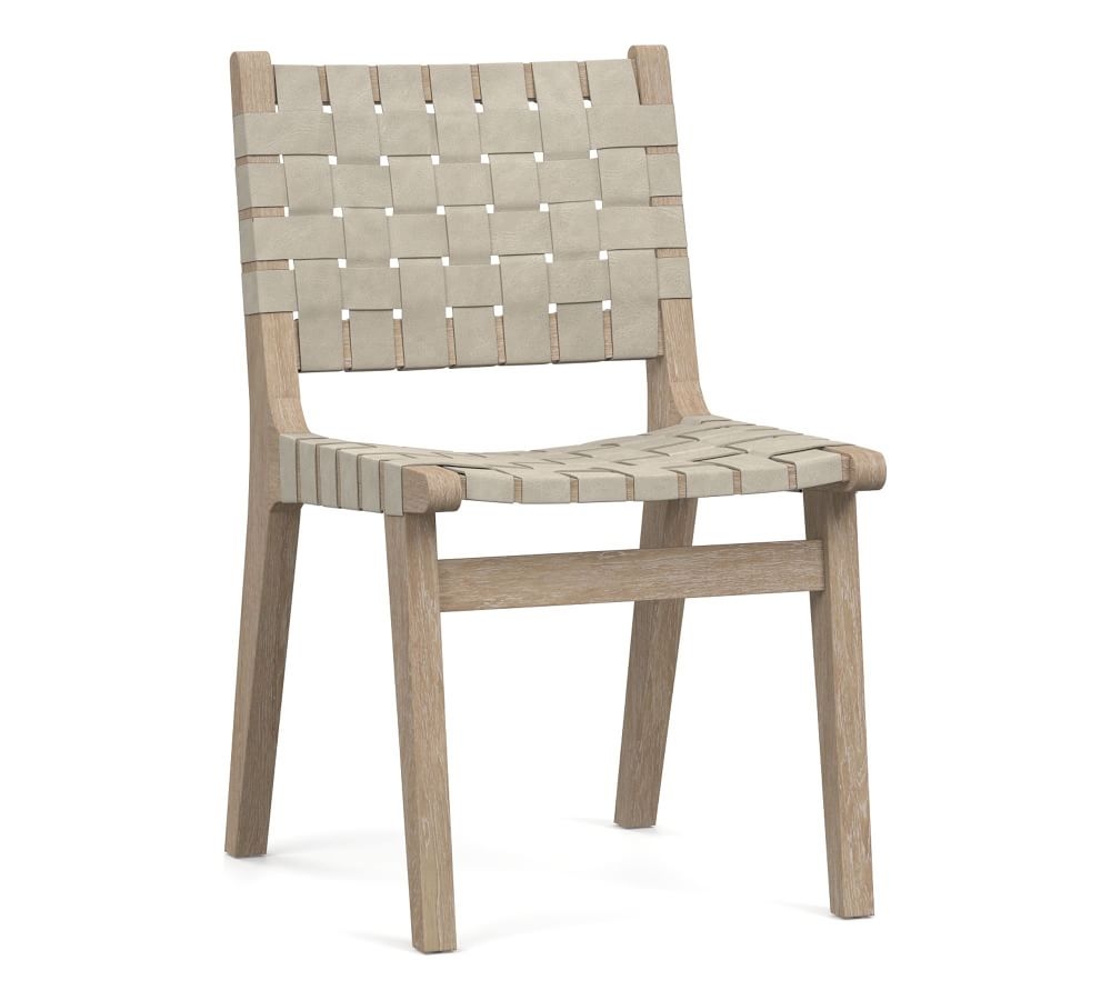 Fenton Leather Dining Side Chair, Seadrift Frame, Statesville Pebble - Image 0