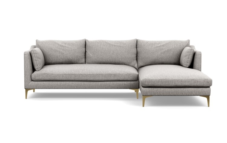 Caitlin by The Everygirl Chaise Sectional in Earth Fabric with Brass Plated legs - Image 0