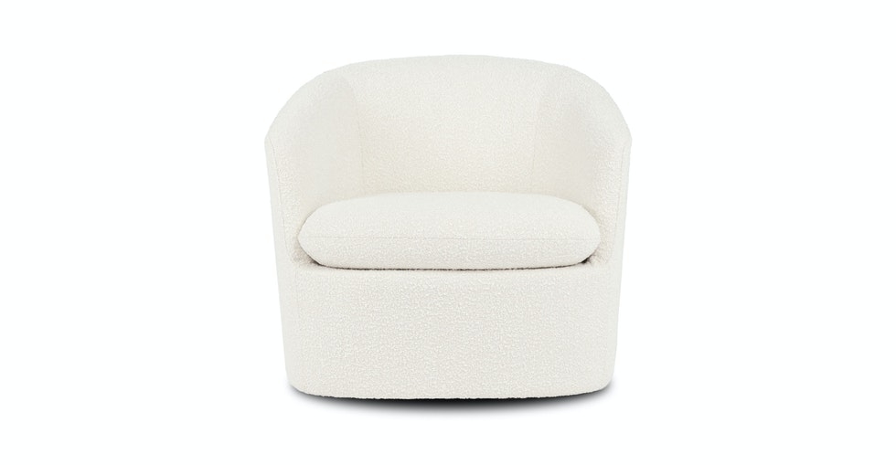 Turoy Ivory Boucle Swivel Chair - Image 1