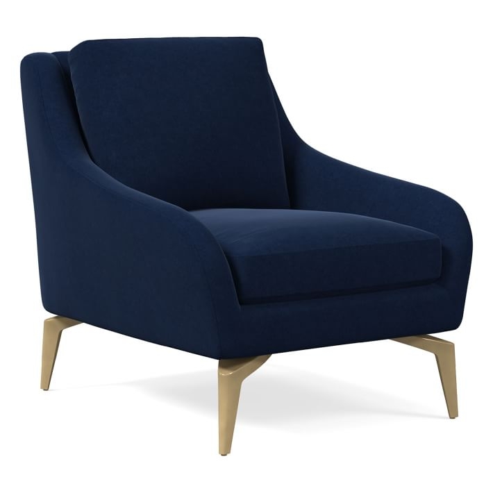 Alto Chair, Performance Velvet, Ink Blue, Blackened Brass - Image 0