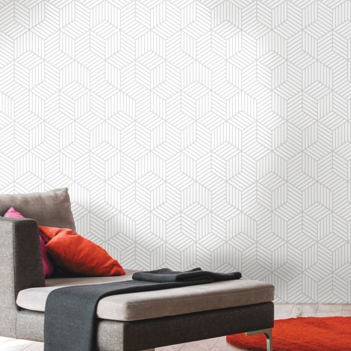 Stripped Hexagon Peel and Stick Wallpaper - Image 1
